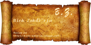 Bink Zakária névjegykártya